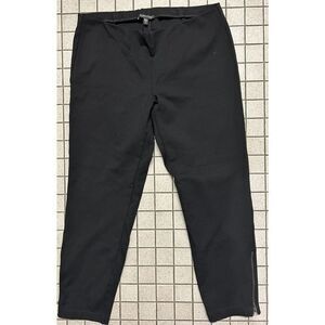EILEEN FISHER Sz M Black Ponte Knit Leggings Slim Skinny Side Ankle Zip Pants